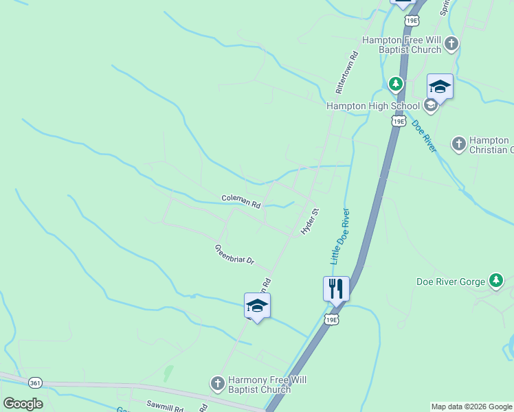 map of restaurants, bars, coffee shops, grocery stores, and more near 132-246 Coleman Rd in Carter