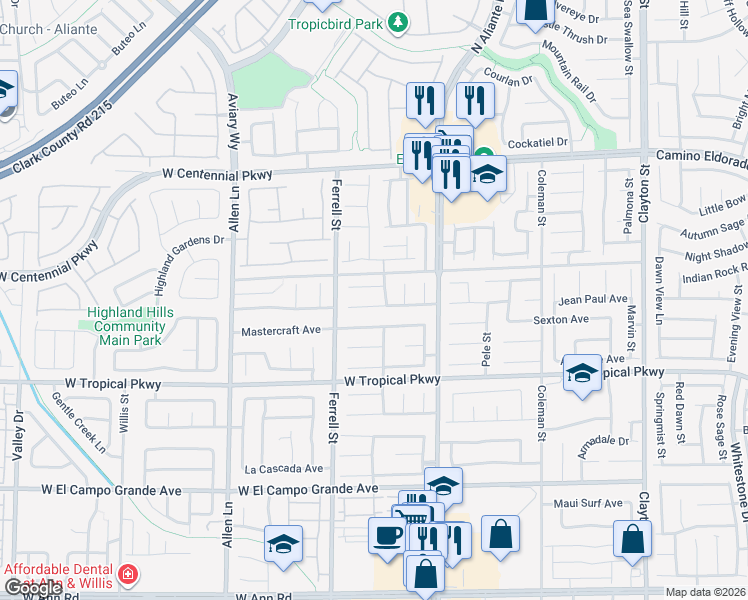 map of restaurants, bars, coffee shops, grocery stores, and more near 3112 Extravagant Avenue in North Las Vegas