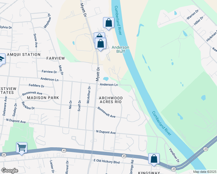 map of restaurants, bars, coffee shops, grocery stores, and more near 341 Archwood Drive in Nashville