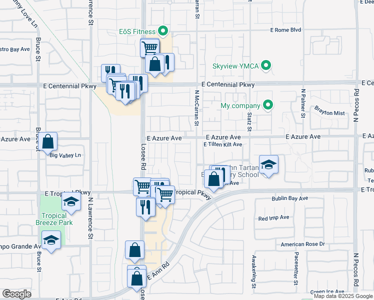 map of restaurants, bars, coffee shops, grocery stores, and more near 6121 Orchid Falls Street in North Las Vegas