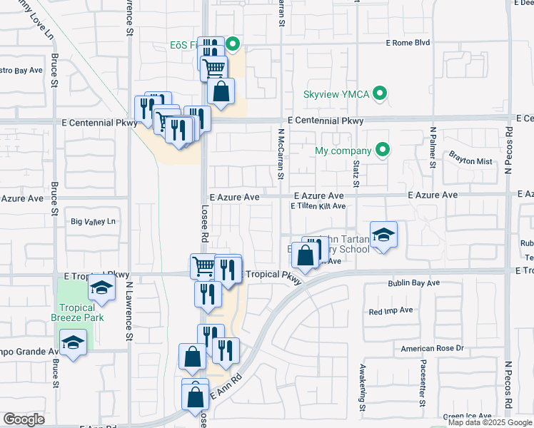 map of restaurants, bars, coffee shops, grocery stores, and more near 2646 Snapdragon Falls Avenue in North Las Vegas