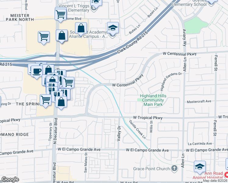 map of restaurants, bars, coffee shops, grocery stores, and more near 4323 Eatons Ranch Court in North Las Vegas