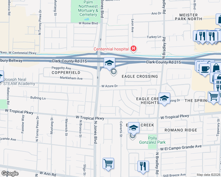 map of restaurants, bars, coffee shops, grocery stores, and more near 5900 Negril Avenue in Las Vegas