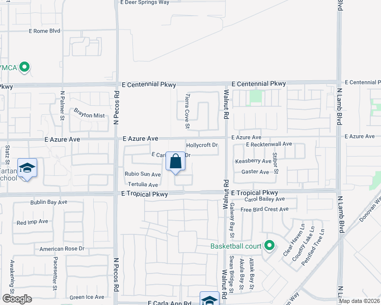 map of restaurants, bars, coffee shops, grocery stores, and more near 3760 East Carisbrook Drive in North Las Vegas