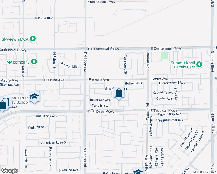 map of restaurants, bars, coffee shops, grocery stores, and more near 3632 East Carisbrook Drive in North Las Vegas