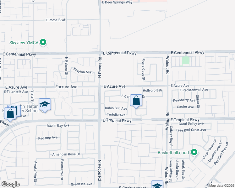 map of restaurants, bars, coffee shops, grocery stores, and more near 3556 Carisbrook Drive in North Las Vegas