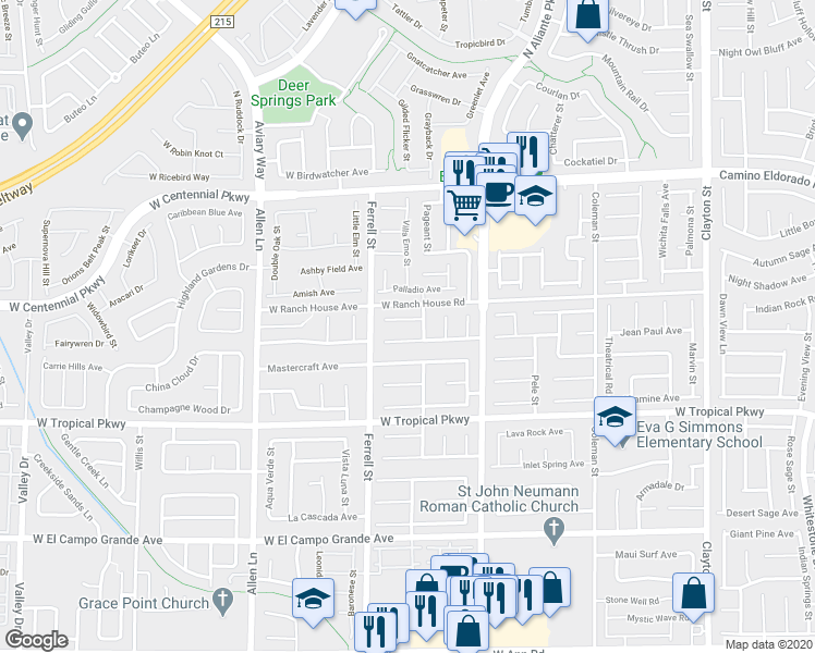 map of restaurants, bars, coffee shops, grocery stores, and more near 3129 Extravagant Avenue in North Las Vegas