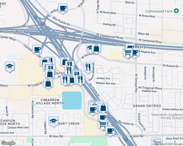 map of restaurants, bars, coffee shops, grocery stores, and more near in Las Vegas