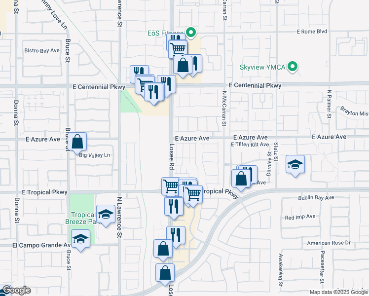 map of restaurants, bars, coffee shops, grocery stores, and more near 6184 Hibiscus Garden St in North Las Vegas