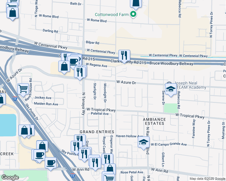 map of restaurants, bars, coffee shops, grocery stores, and more near 6131 Rio Vista Street in Las Vegas
