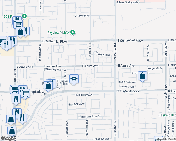 map of restaurants, bars, coffee shops, grocery stores, and more near 3217 Aspenwall Court in North Las Vegas