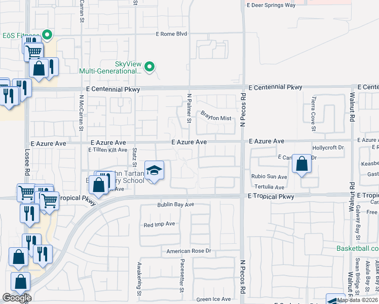 map of restaurants, bars, coffee shops, grocery stores, and more near 6117 Brenneman Street in North Las Vegas