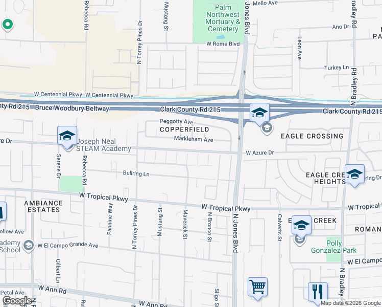 map of restaurants, bars, coffee shops, grocery stores, and more near 6120 Arwells Corner Court in Las Vegas