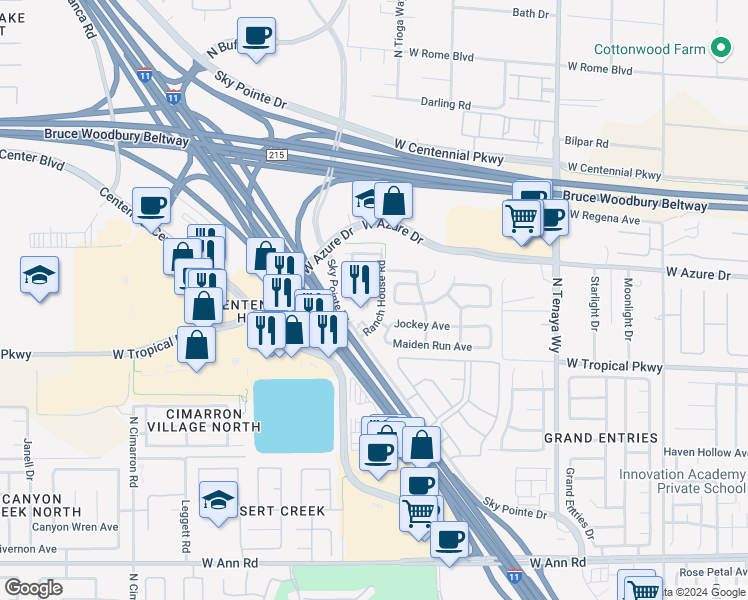 map of restaurants, bars, coffee shops, grocery stores, and more near in Las Vegas
