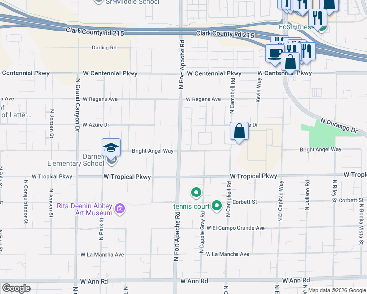 map of restaurants, bars, coffee shops, grocery stores, and more near 9141 Bright Angel Way in Las Vegas