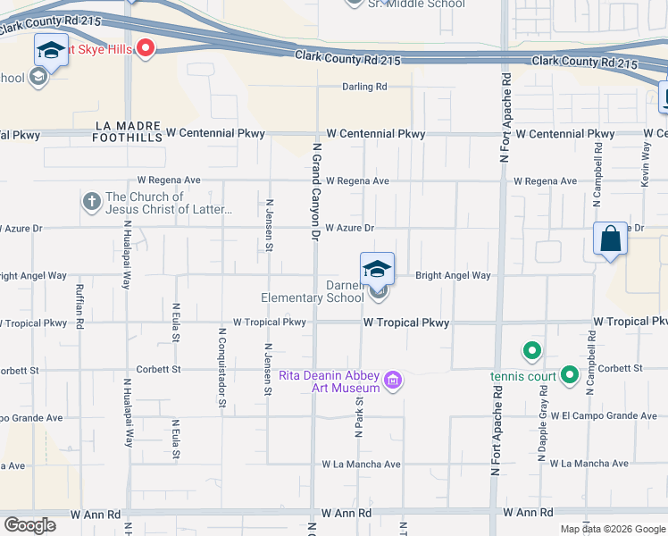 map of restaurants, bars, coffee shops, grocery stores, and more near 9575 Bright Angel Way in Las Vegas