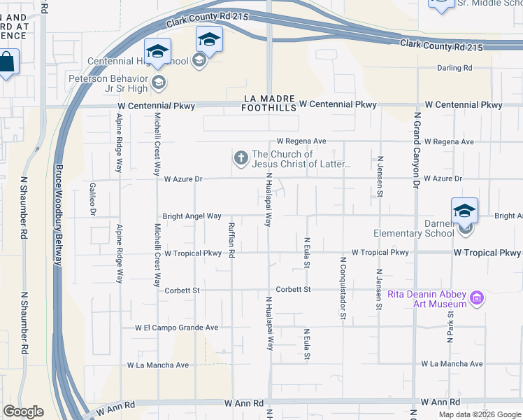map of restaurants, bars, coffee shops, grocery stores, and more near 6088 Downs Court in Las Vegas