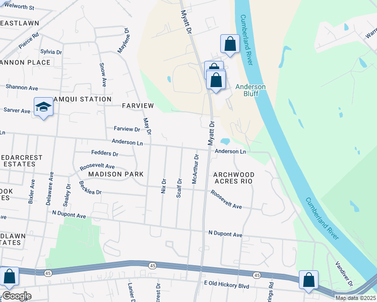 map of restaurants, bars, coffee shops, grocery stores, and more near 320 McArthur Drive in Nashville