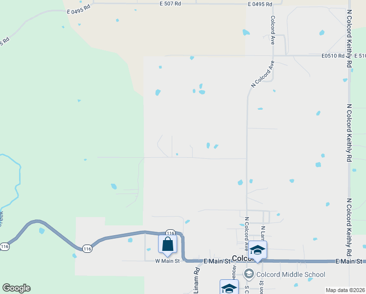 map of restaurants, bars, coffee shops, grocery stores, and more near E0515 Road in Colcord