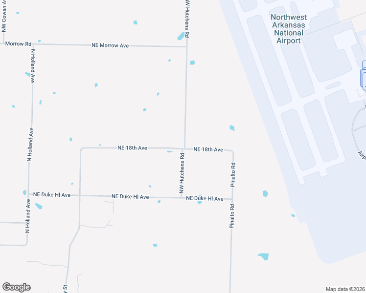 map of restaurants, bars, coffee shops, grocery stores, and more near 11101-11299 Hutchen's Road in Bentonville