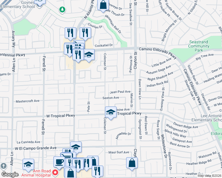 map of restaurants, bars, coffee shops, grocery stores, and more near 2313 Jean Paul Avenue in North Las Vegas