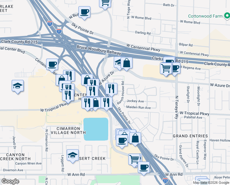 map of restaurants, bars, coffee shops, grocery stores, and more near in Las Vegas