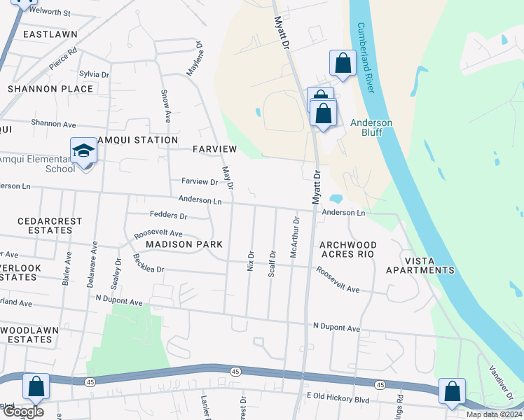 map of restaurants, bars, coffee shops, grocery stores, and more near 321 Scalf Drive in Nashville