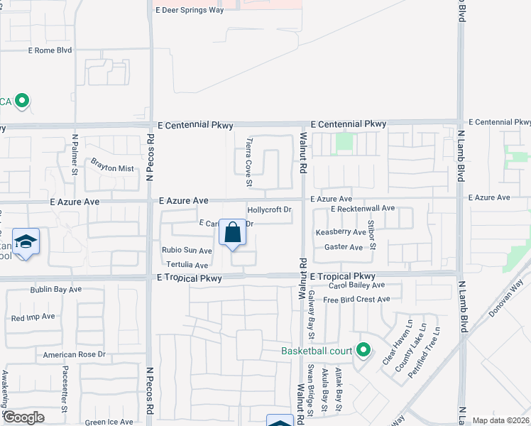 map of restaurants, bars, coffee shops, grocery stores, and more near 3777 East Carisbrook Drive in North Las Vegas
