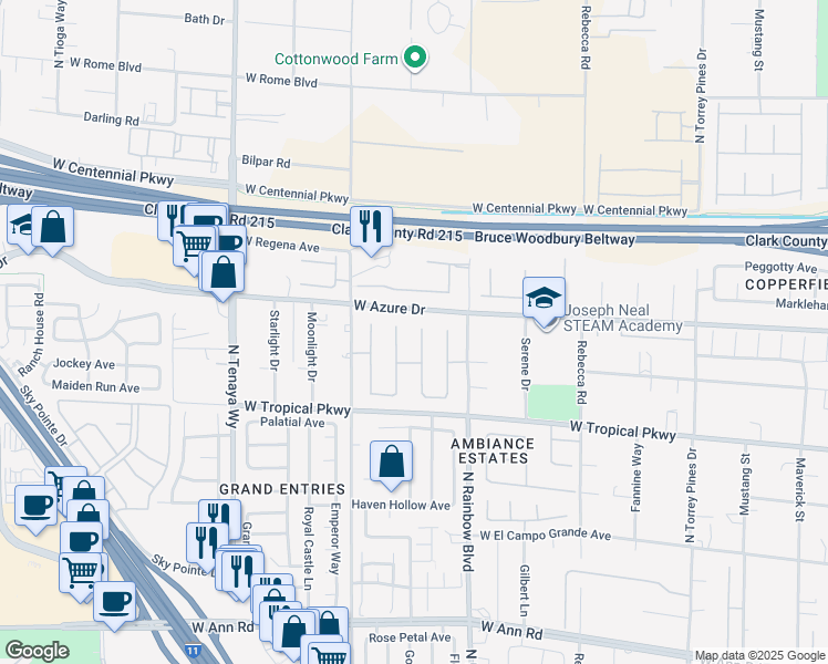 map of restaurants, bars, coffee shops, grocery stores, and more near 6113 West Iron Kettle Street in Las Vegas