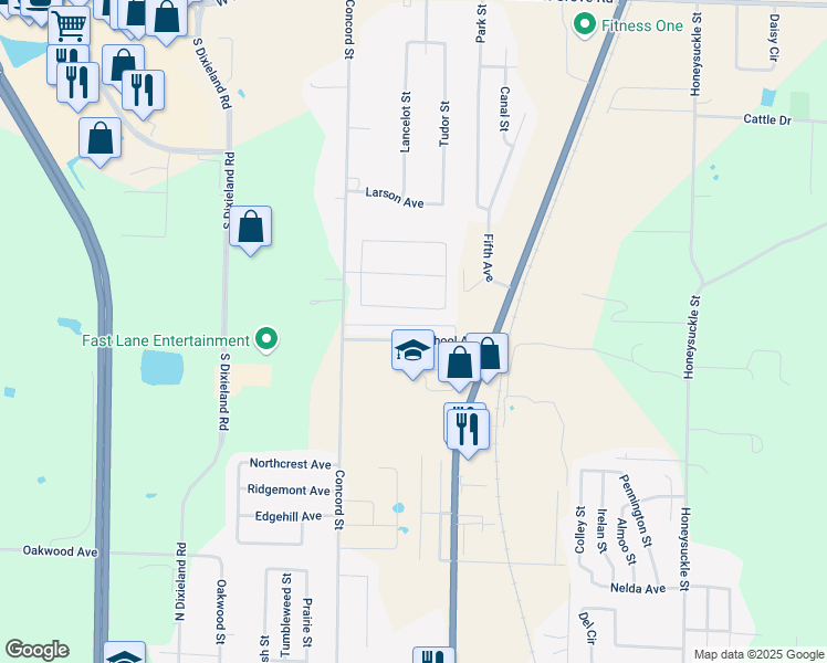map of restaurants, bars, coffee shops, grocery stores, and more near 123 Carrington Avenue in Lowell