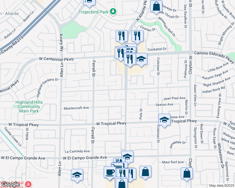map of restaurants, bars, coffee shops, grocery stores, and more near 6142 Glamorous Court in North Las Vegas