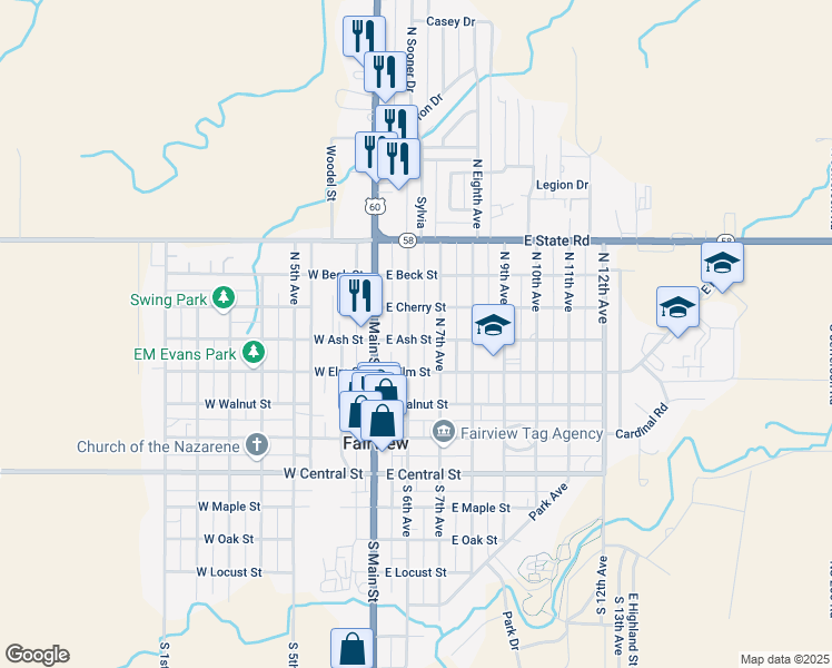 map of restaurants, bars, coffee shops, grocery stores, and more near 424 North 6th Avenue in Fairview