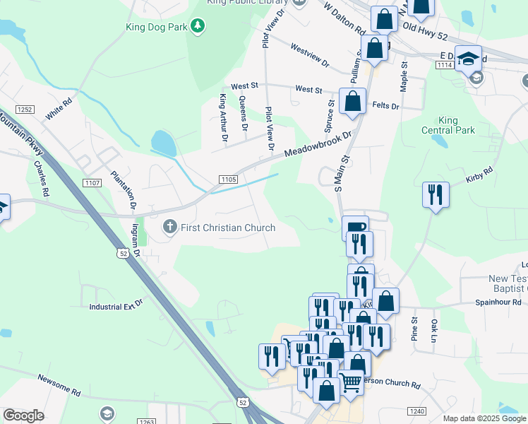 map of restaurants, bars, coffee shops, grocery stores, and more near 113 Timmys Lane in King