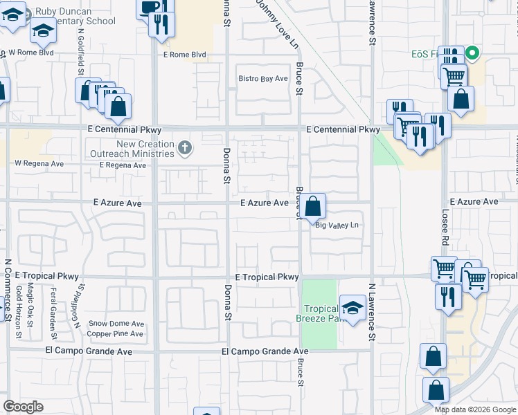 map of restaurants, bars, coffee shops, grocery stores, and more near 1033 Maple Pines Avenue in North Las Vegas