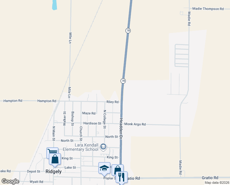 map of restaurants, bars, coffee shops, grocery stores, and more near 641 Headden Drive in Ridgely