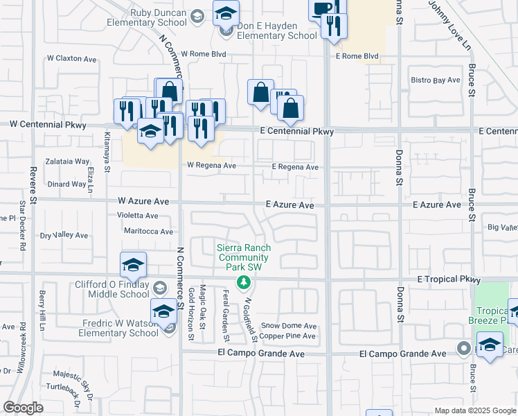 map of restaurants, bars, coffee shops, grocery stores, and more near 6161 Sapphire Gold Street in North Las Vegas
