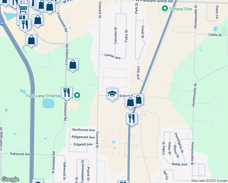 map of restaurants, bars, coffee shops, grocery stores, and more near 219 Carrington Avenue in Lowell