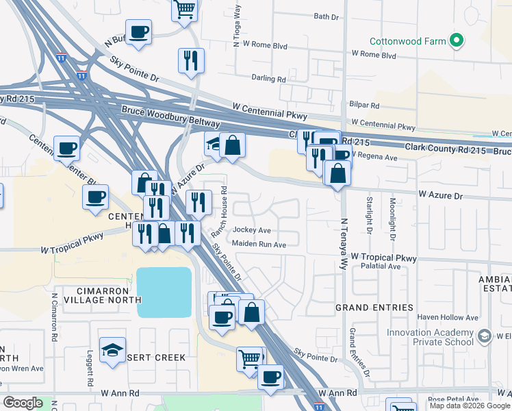 map of restaurants, bars, coffee shops, grocery stores, and more near 7417 Bowles Drive in Las Vegas