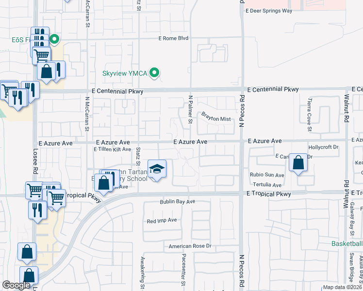 map of restaurants, bars, coffee shops, grocery stores, and more near 6205 Capehart Falls Street in North Las Vegas