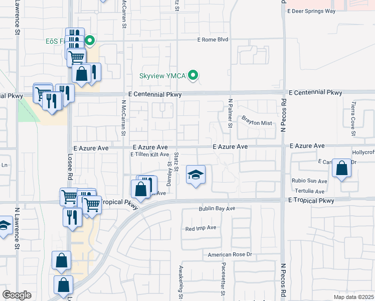 map of restaurants, bars, coffee shops, grocery stores, and more near 3029 East Austin Pale Avenue in North Las Vegas