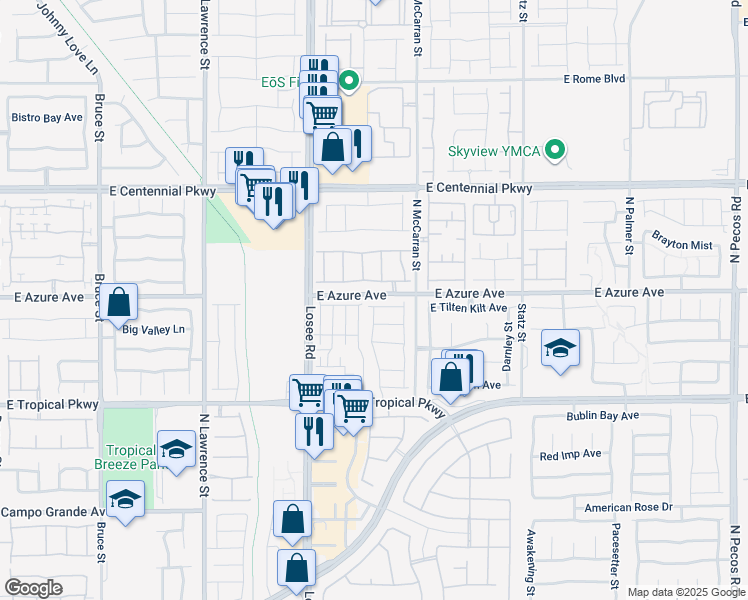 map of restaurants, bars, coffee shops, grocery stores, and more near 2605 Torch Avenue in North Las Vegas