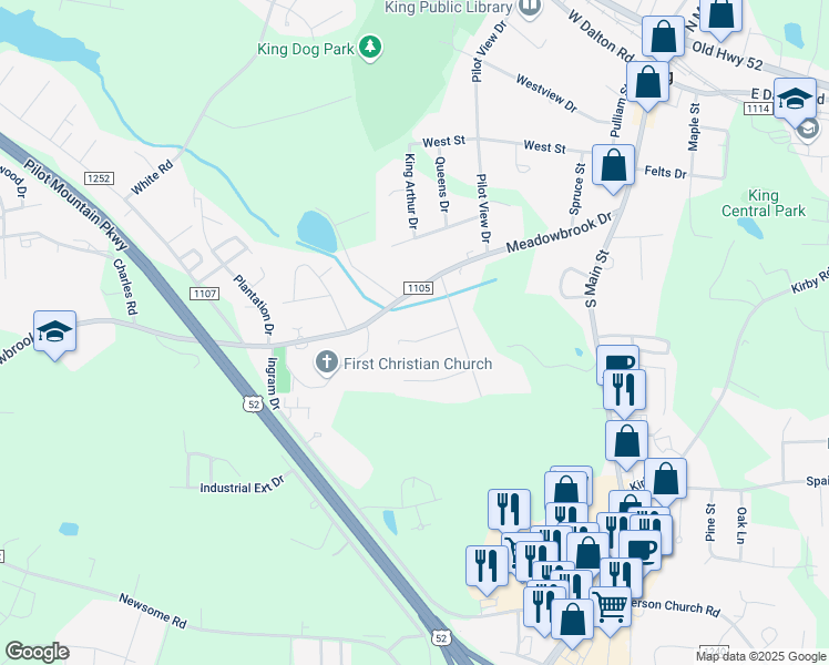 map of restaurants, bars, coffee shops, grocery stores, and more near 110 Allen Street in King