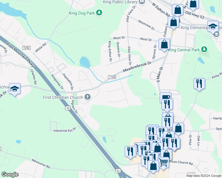 map of restaurants, bars, coffee shops, grocery stores, and more near 110 Allen Street in King
