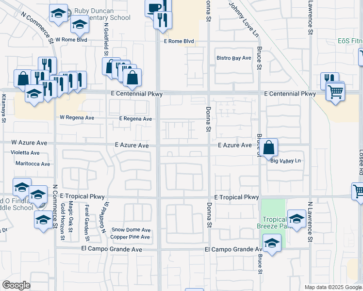 map of restaurants, bars, coffee shops, grocery stores, and more near 675 East Azure Avenue in North Las Vegas