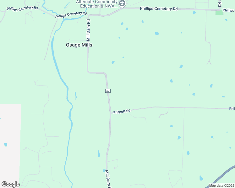 map of restaurants, bars, coffee shops, grocery stores, and more near 11134 Mill Dam Road in Bentonville