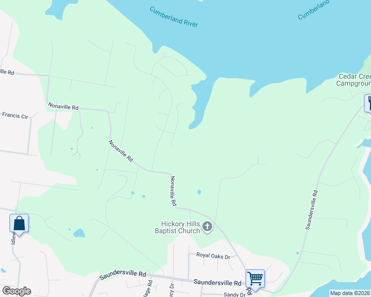 map of restaurants, bars, coffee shops, grocery stores, and more near 3150 Nonaville Road in Mt. Juliet