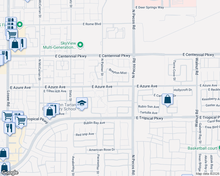 map of restaurants, bars, coffee shops, grocery stores, and more near 3209 Edinboro Ridge Avenue in North Las Vegas