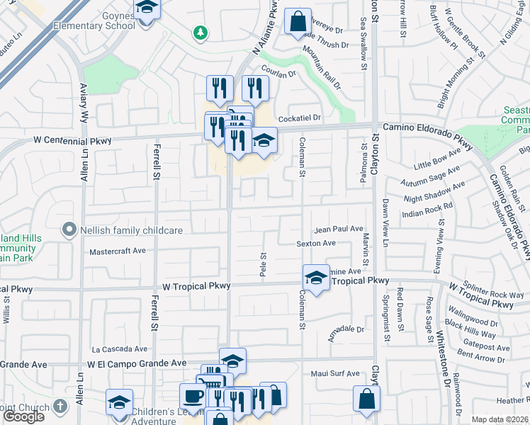 map of restaurants, bars, coffee shops, grocery stores, and more near 6205 North Prospect Niche Street in North Las Vegas