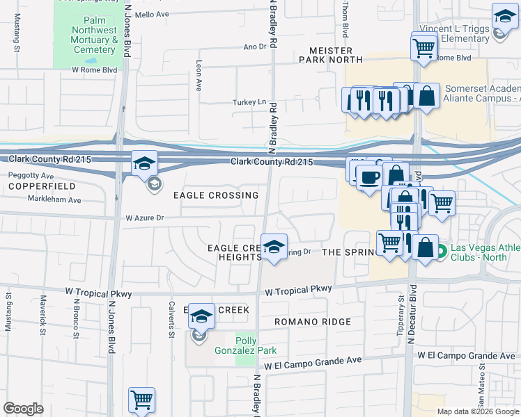 map of restaurants, bars, coffee shops, grocery stores, and more near 6227 Escapa Court in Las Vegas