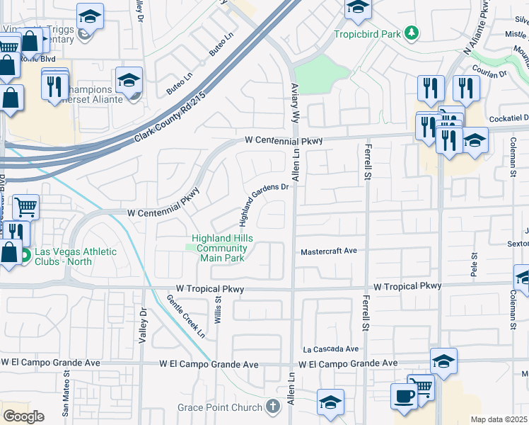 map of restaurants, bars, coffee shops, grocery stores, and more near 6208 Morning Wing Drive in North Las Vegas